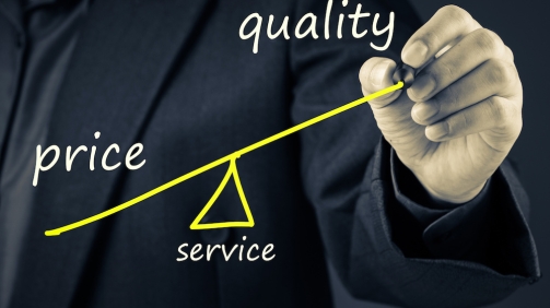 Businessman write concept Price and Quality relation of Service